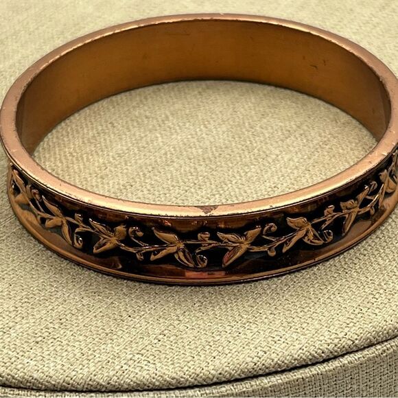 Vintage copper leaf Elegant Gold and Copper Leaf Bracelet bangle - Picture 3 of 9